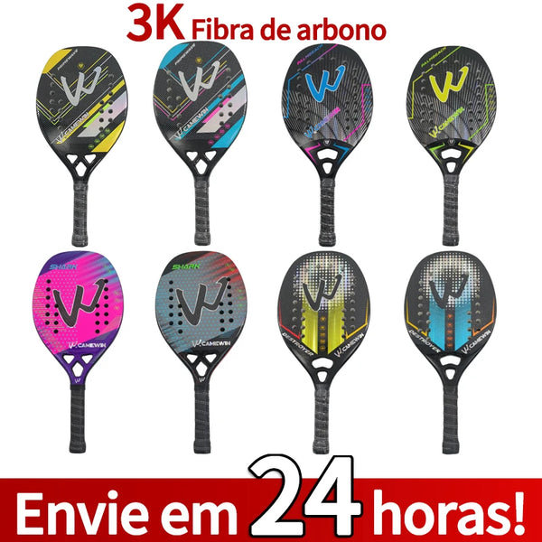Raquete de Beach Tennis 3K Profissional – Fibra de Carbono